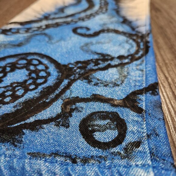 Whimsical octopus and sea hand-painted artsy jeans size 32 from Levi Stauss - Picture 12 of 13